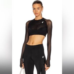 Off White C/O Virgil Abloh Logo Black Women's Athleisure Sports Crop Top Size M